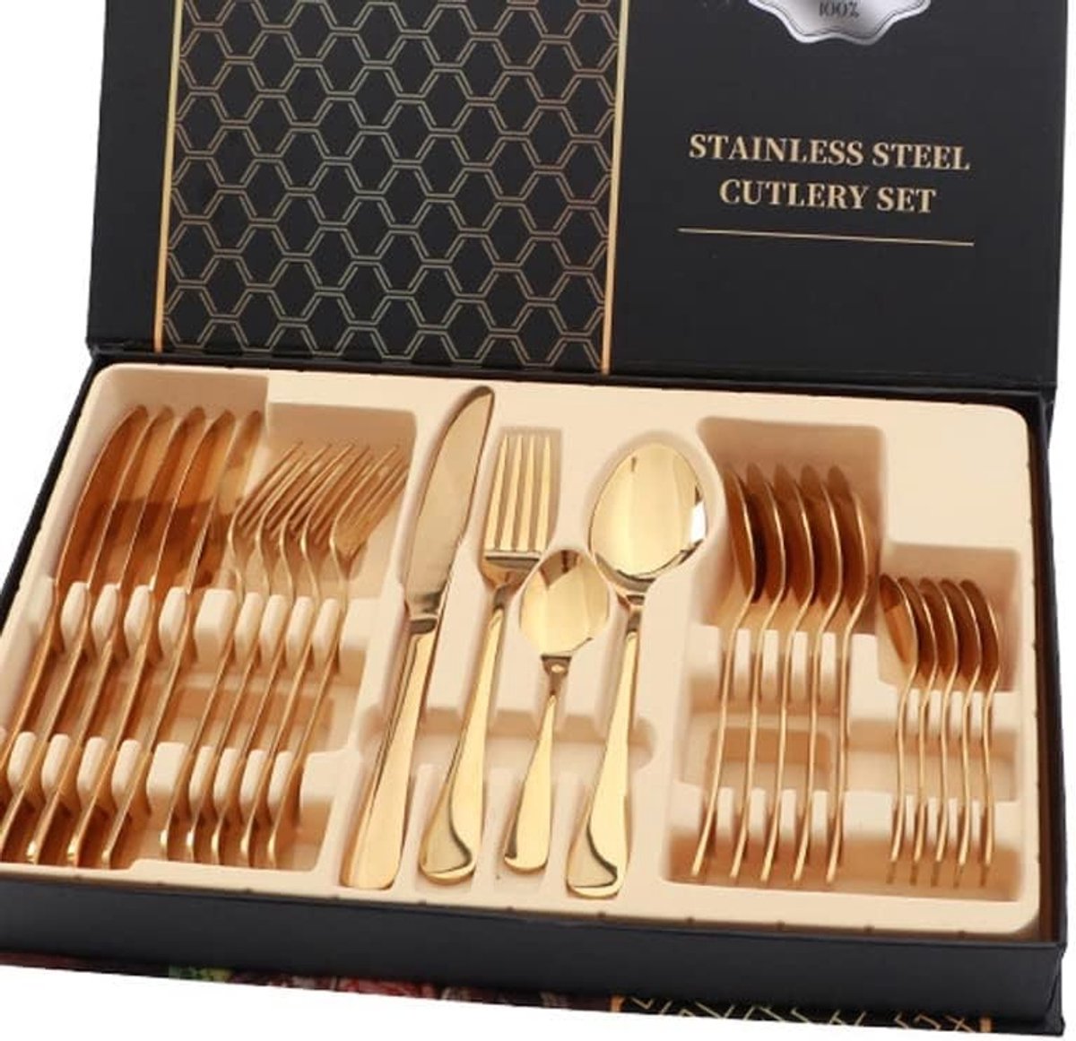 Dailygoods - 24-delige Roestvrijstalen Bestekset in Goud - Ideaal voor Thuis en Feestjes