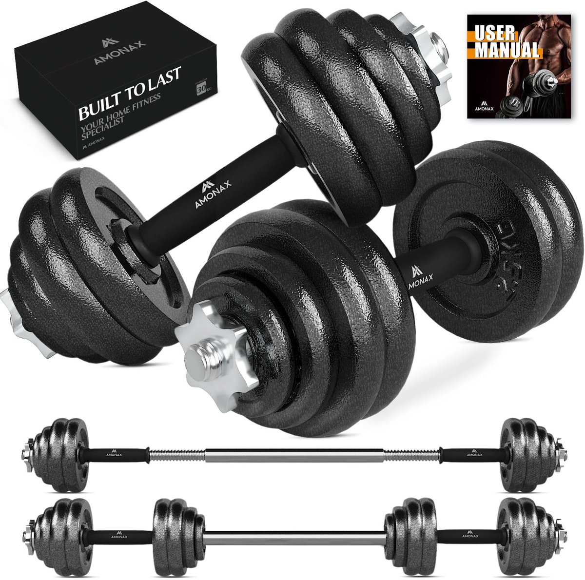 SnelShoppen - Gietijzeren verstelbare halterset - Dumbbells set voor mannen en vrouwen - Krachttrainingsapparatuur voor thuis gym - Gewichten voor gew