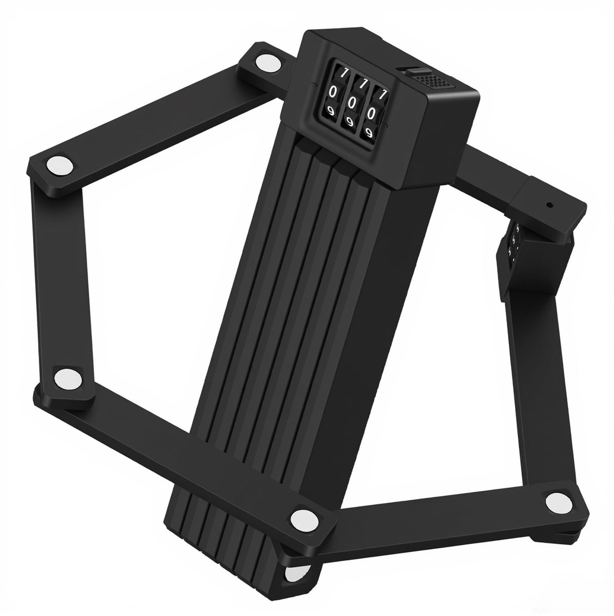 SnelShoppen - Fietsslot 72 cm Mini-Vouwslot Waterdicht Roestvrij Diefstalbestendig 3-Cijferig Wachtwoord 360 Graden Draaibaar Fietsslot met Houder Hog