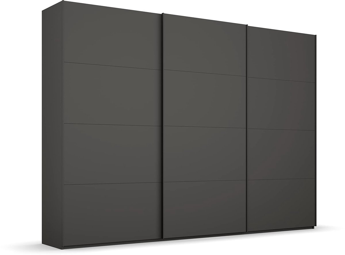 SnelShoppen - Beluga Zweefdeurkast 3-deurs Grafiet - Ruimtebesparende Kledingkast met 3 Kledingstangen en 3 Legplanken - 270x236x69 cm