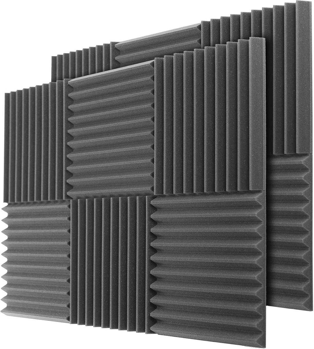 SnelShoppen - ACOUSPANEL Akoestisch Schuim - 12 Stuks Geluidsabsorberende Schuimplaten 30x30x3cm - Antracietgrijs, Niet Vacuümgecomprimeerd, Ideaal vo