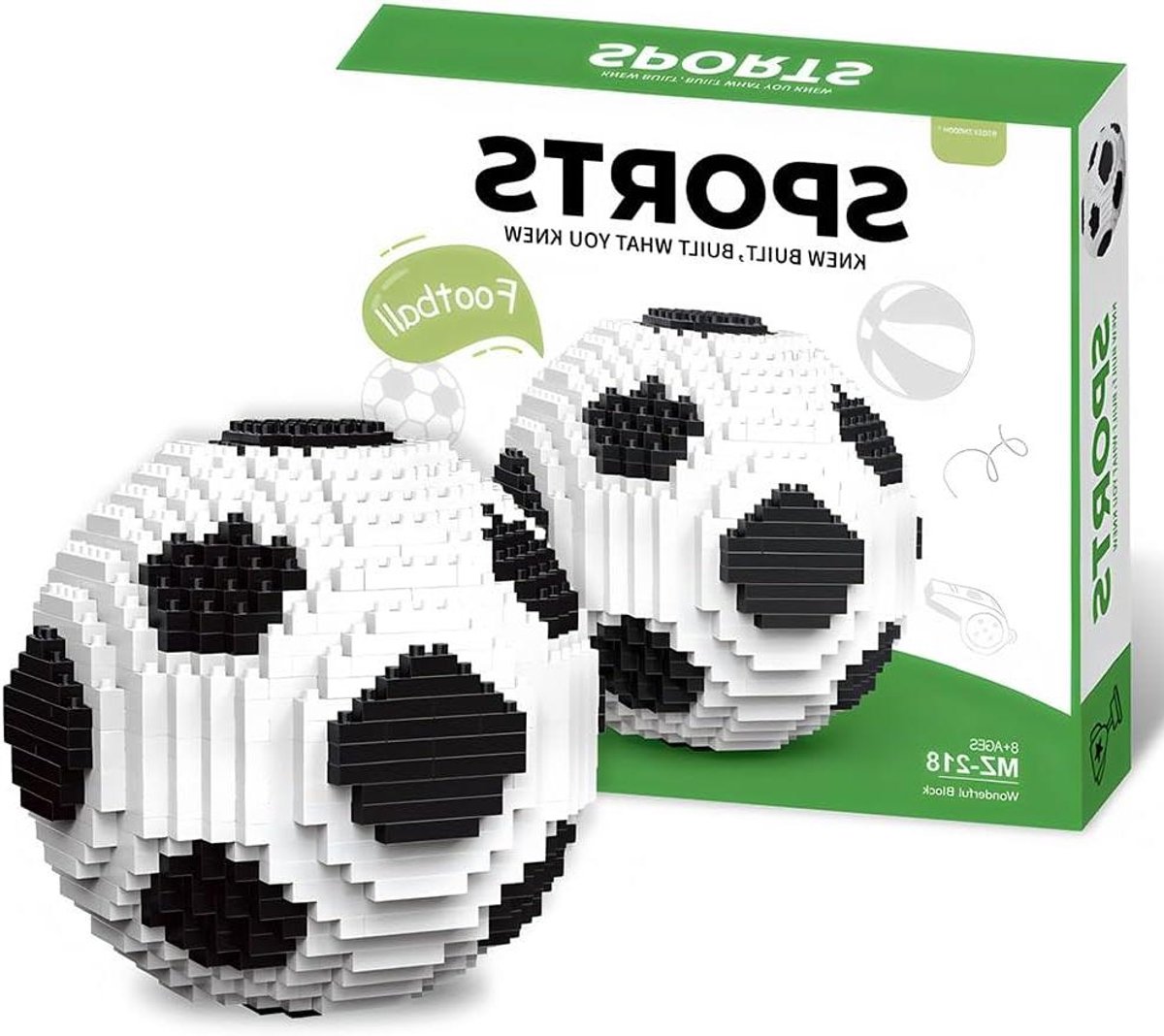 Voetbal Bouwstenen - 3D Constructie - Hobby Bouwen - Educatief Speelgoed - 96 mm Diameter - Wit Zwart