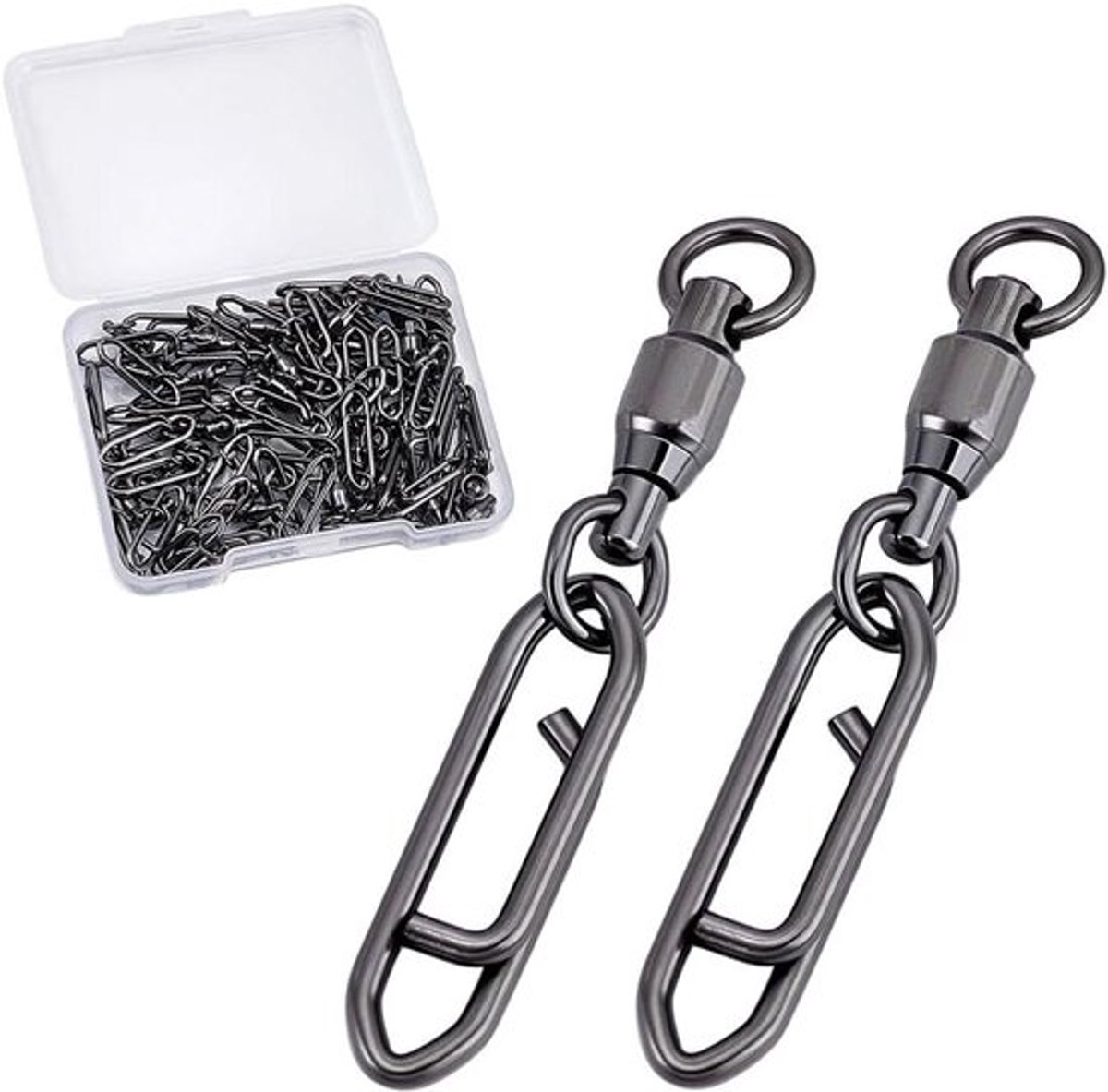 Set van 50 stuks Vissen Swivel met Hoge Sterkte en Snel Veranderende Clips in Zwart Kleurrijke Ontwerp