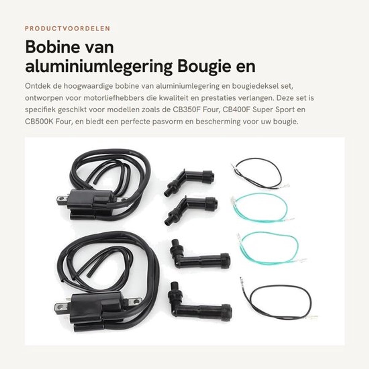 Bobineset Aluminiumlegering - Bougie Deksel - Geschikt voor CB350F/CB400F/CB500K - OEM 30510-333-013 - Rubber/ABS - Betere Ontstekingsprestaties - Bougieset