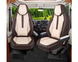 Premium Camper stoelhoezen voor Eura Mobil Profila RS WDS8 in Bruin/Beige (2 losse stoelen)