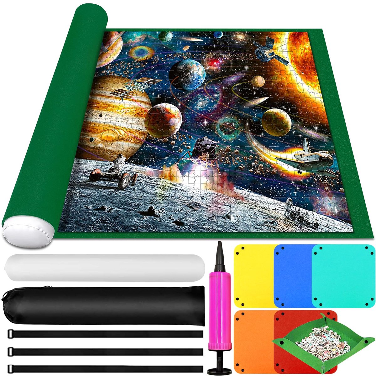 SnelShoppen - Puzzelmat voor 1000 1500 2000 3000 Puzzelstukjes, Draagbare Puzzelrolmat, Opbergmat voor Puzzels, Ideaal voor Thuis, Reizen en Spellen m