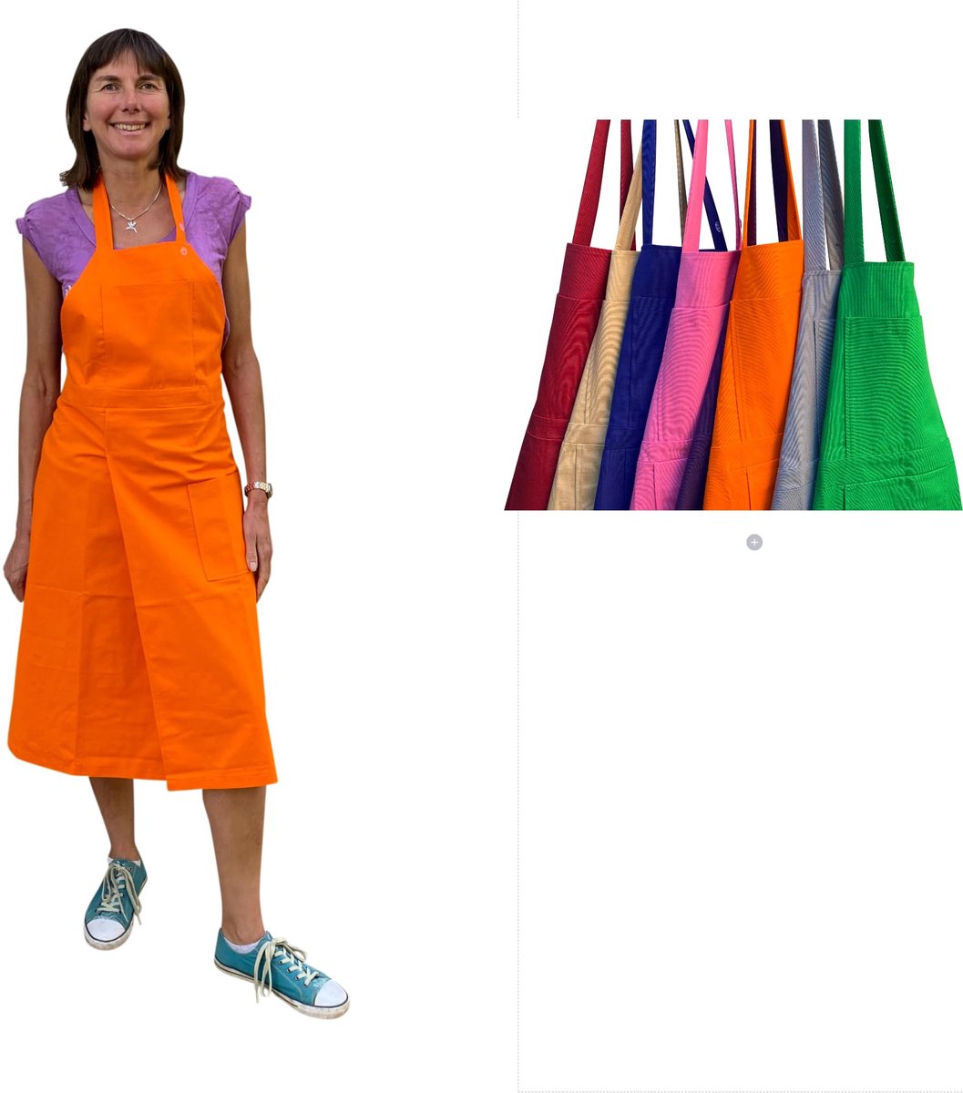 SnelShoppen - Aardewerk Schort met Split Been, Verstelbare Nekband, 2 Zakken, 8 Kleuren, Oranje, Katoen, Voor Keuken, Creatief, Tuin, Feest, Handwerke