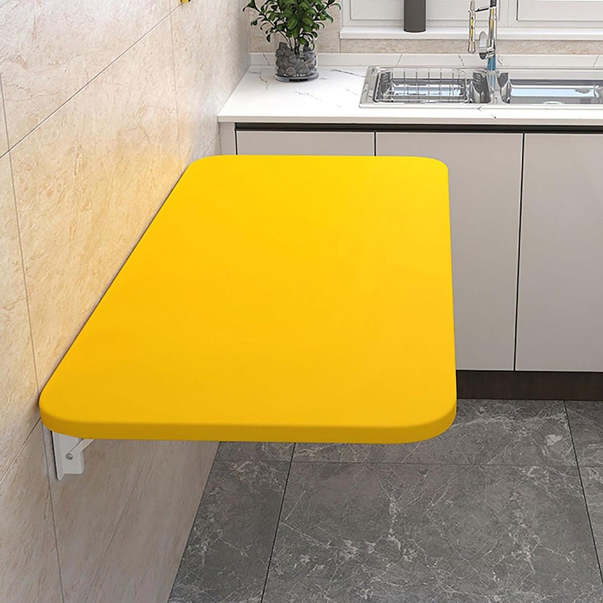 Opvouwbare wandtafel - Klapbureau - Ruimtebesparend werken - Veelzijdige functie - Compact ontwerp - Glanzend wit