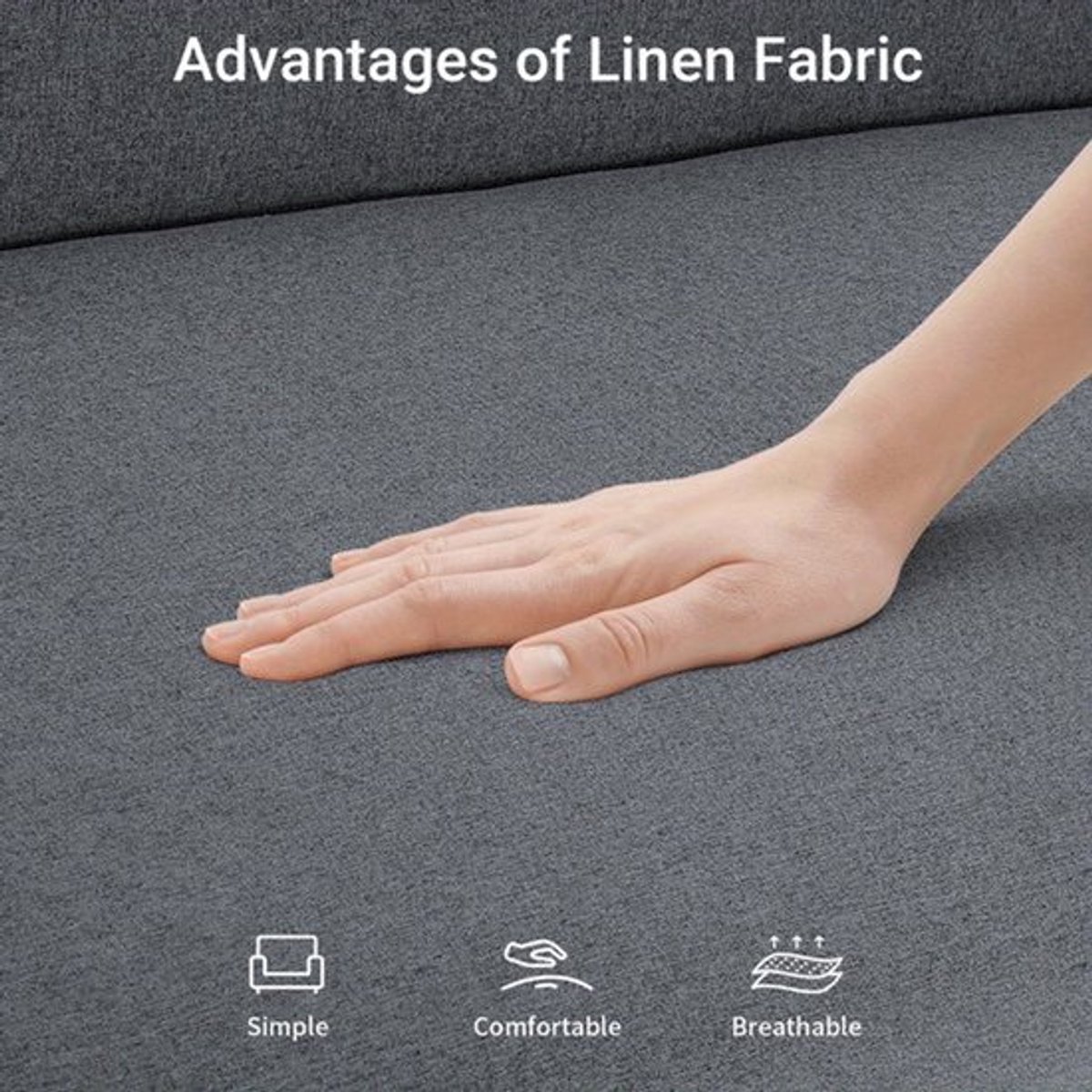 Bankstel – 2-Zitsbank – Sofa – Zitbank – Slaapbank – Linnen Bekleding – Massief Houten Fra