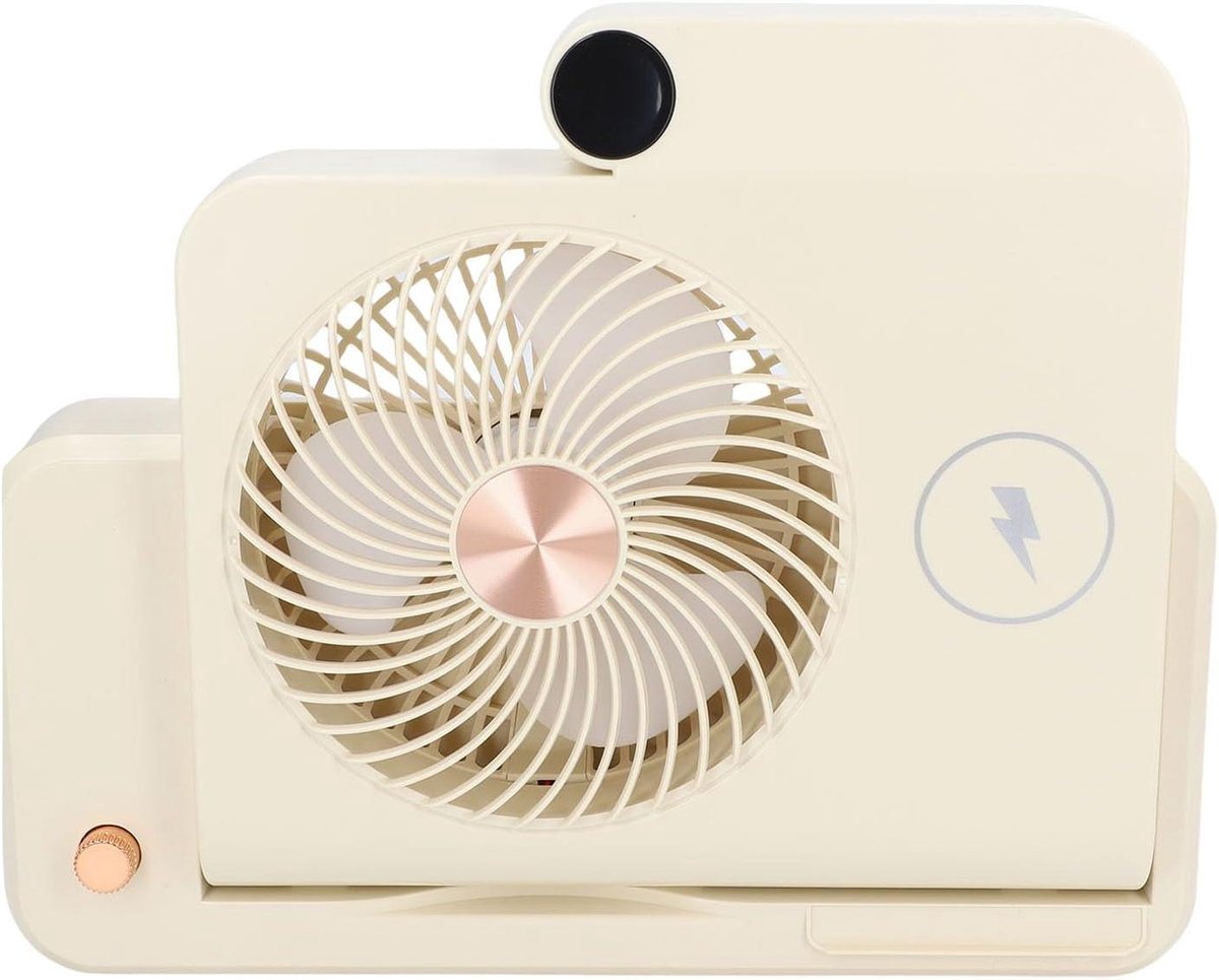 Bureauventilator met Laadstation - Tafelventilator USB - Persoonlijke Koeling - 100 Snelheidsniveaus - 27 x 34 cm - Beige