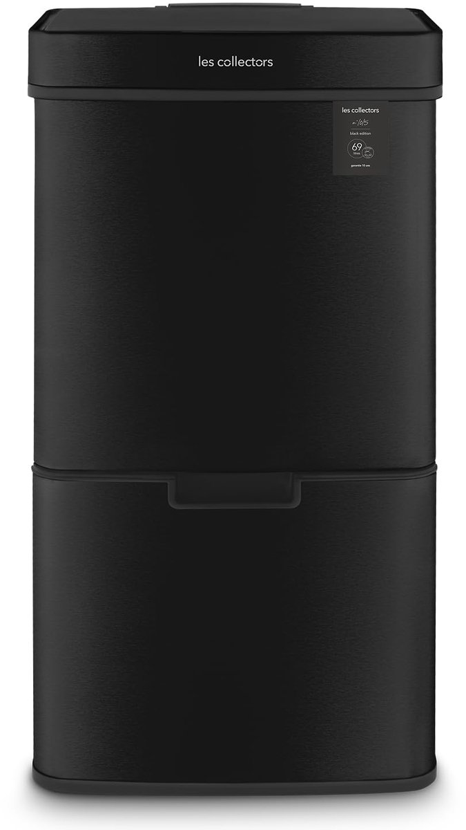 SnelShoppen - Afvalemmer met Sensor Zwart 69L - 3 Vakken (47L + 11L + 11L) - Infrarood Detectie, Automatische Opening, Stille Sluiting, Design voor Ke