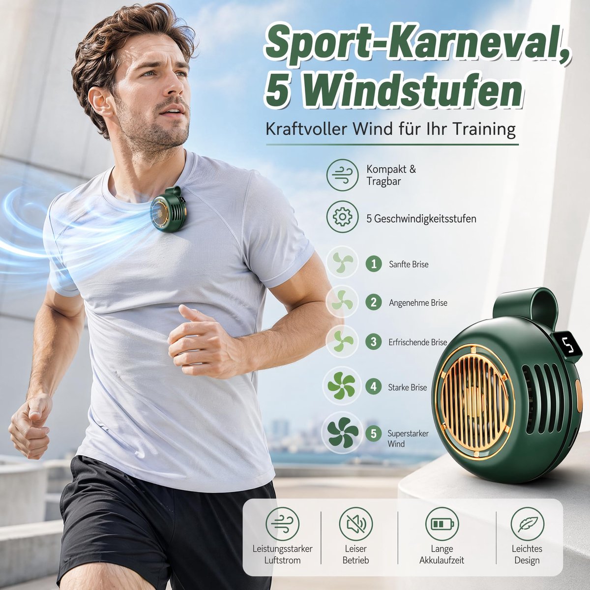 SnelShoppen - Kleine Clip-Ventilator Mini Ventilator 2026 voor Thuis, Camping en Tuin - Stil, Draagbaar, USB Oplaadbaar, Zwart