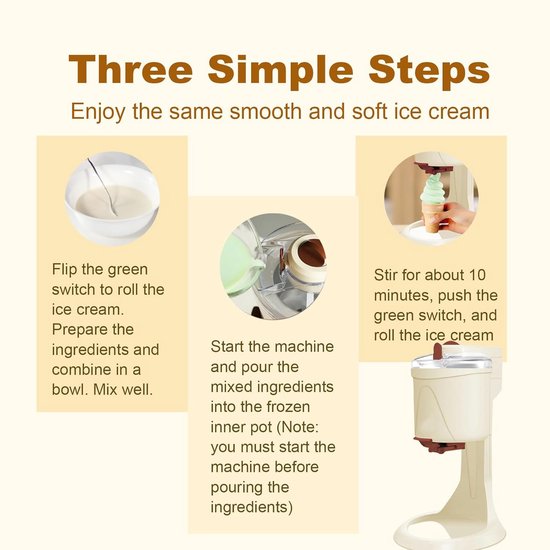 Soft Serve IJsmachine - Yoghurt Maker Sorter - Desserts Maken - Dubbele Blender - 1000 ml - Wit — afbeelding 3