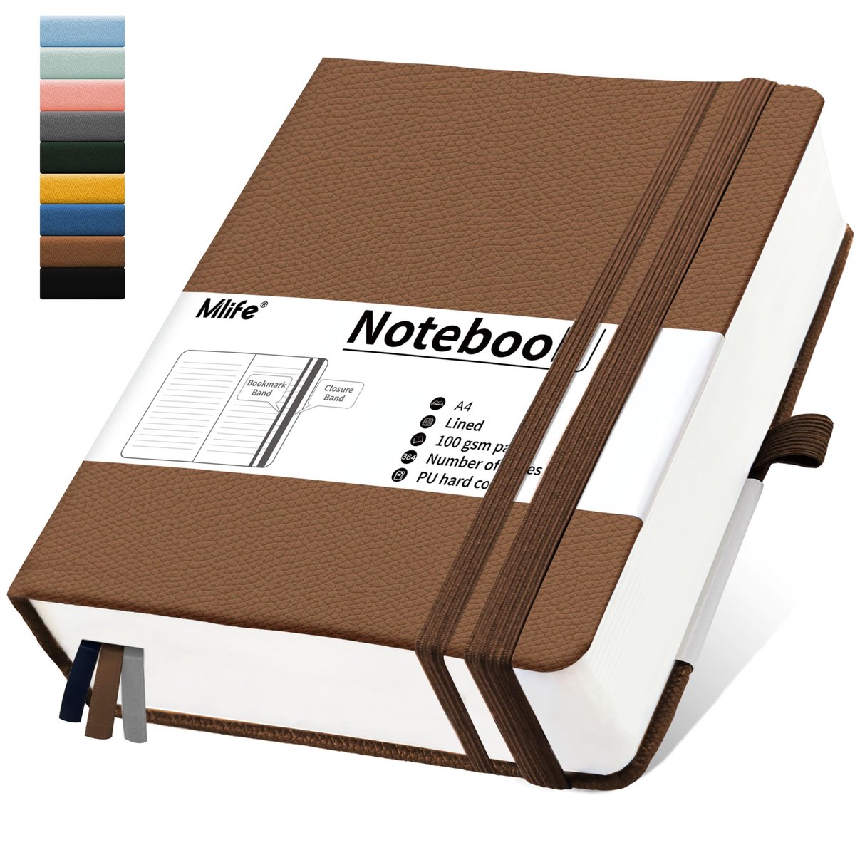 SnelShoppen - A4 Gelinieerd Notitieboek - 360 Pagina's Premium 100Gsm Papier - Harde PU Kaft - Bruin - Ideaal voor Dagelijkse Agenda, College, Notitie