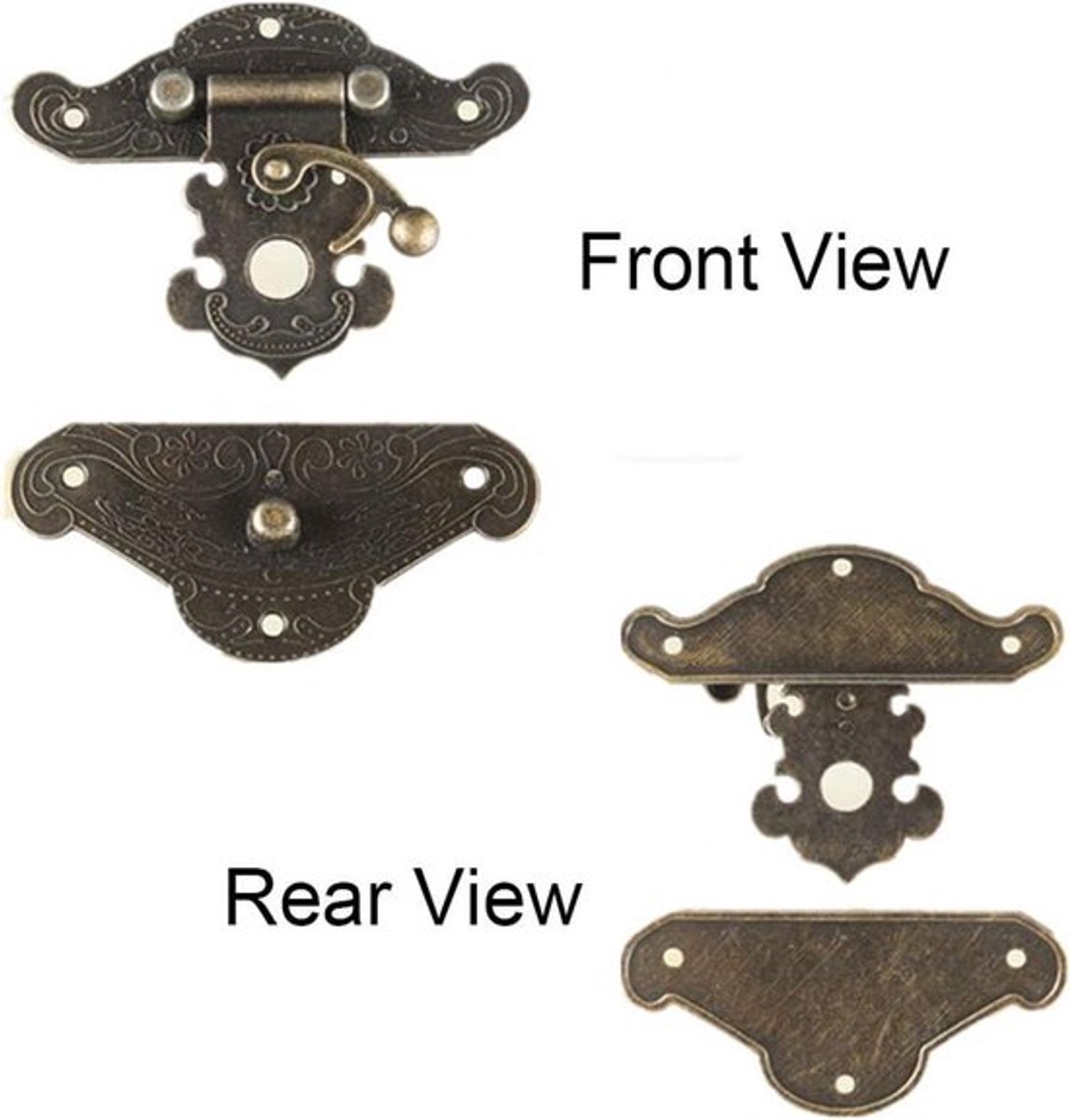 Antieke Embossing Klink Hasp Sluiting Lock met Schroeven voor Houten Sieraden Doos Kabinet - Vintage Stijl - Decoratief - Duurzaam