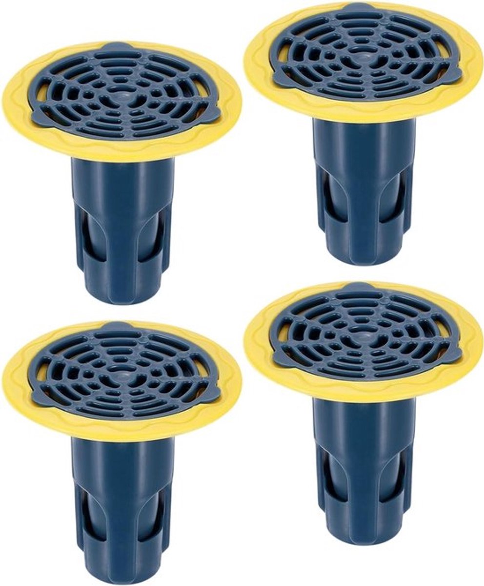 Terugslagklep voor douchevloerafvoer, geurremmingsventiel, haaropvangstop - 4 stuks, blauw