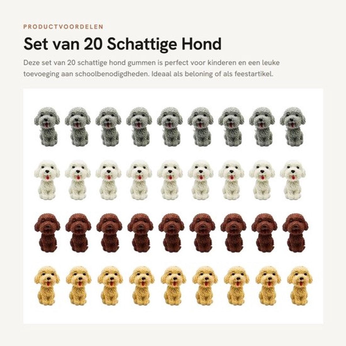Gummen 20 Stuks - Schattige Dierengommen - Hond Gummen - Mini Gummen - Huiswerkbeloningen - Veelkleurig Rubber - Dierengummen