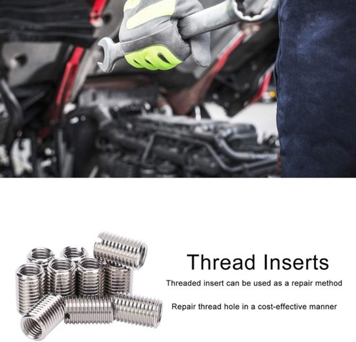 Roestvrijstalen Reduceermoeren Set, 10 Stuks M12 x 1,75 naar M16 x 2, Inzetmoeren voor Schroefdraad Reparatie.