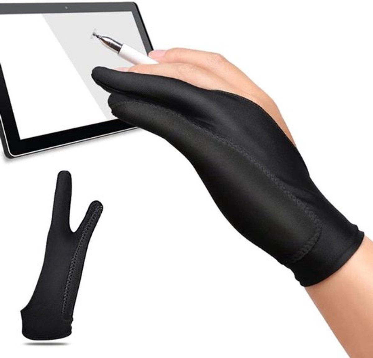 Grafische tablet handschoen voor tekenen en kunstenaars - anti-touch - tekentablet - twee-vinger handschoen