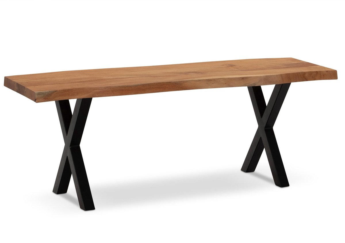Bank acaciahout zwart X-poten 120 cm