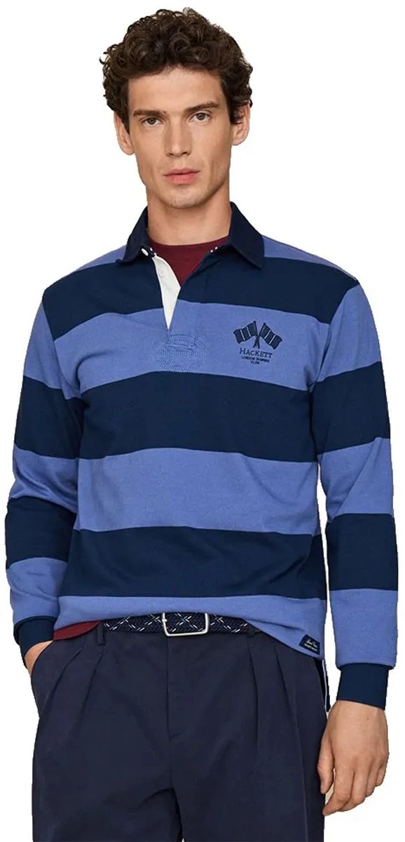 Hackett Hm5700027 Lange Mouw Poloshirt Blauw L Man