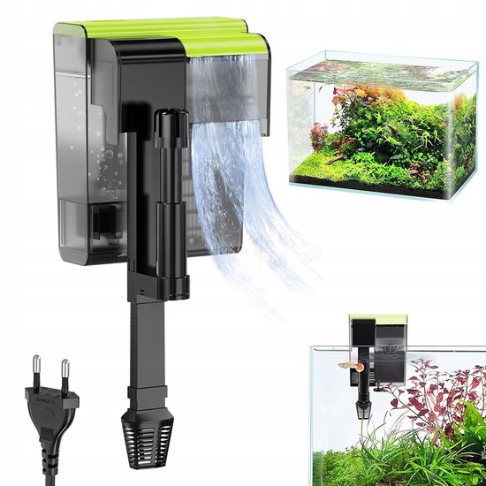 Aquarium Hang On Filter - Aquarium Buitenfilter - Verstelbaar Hangfilter - 4-In-1 - 8W - 450L/u - Met UVC Zuiveraar - Oliefilmverwijdering - Aquariumfilter - Voor Aquaria 10-100L