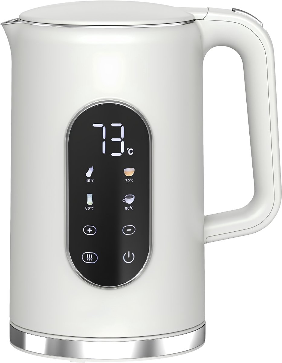 Lìon® Waterkoker - Theeketel - Digitaal Temperatuurdisplay - Wit - 16cm x 12cm x 26cm