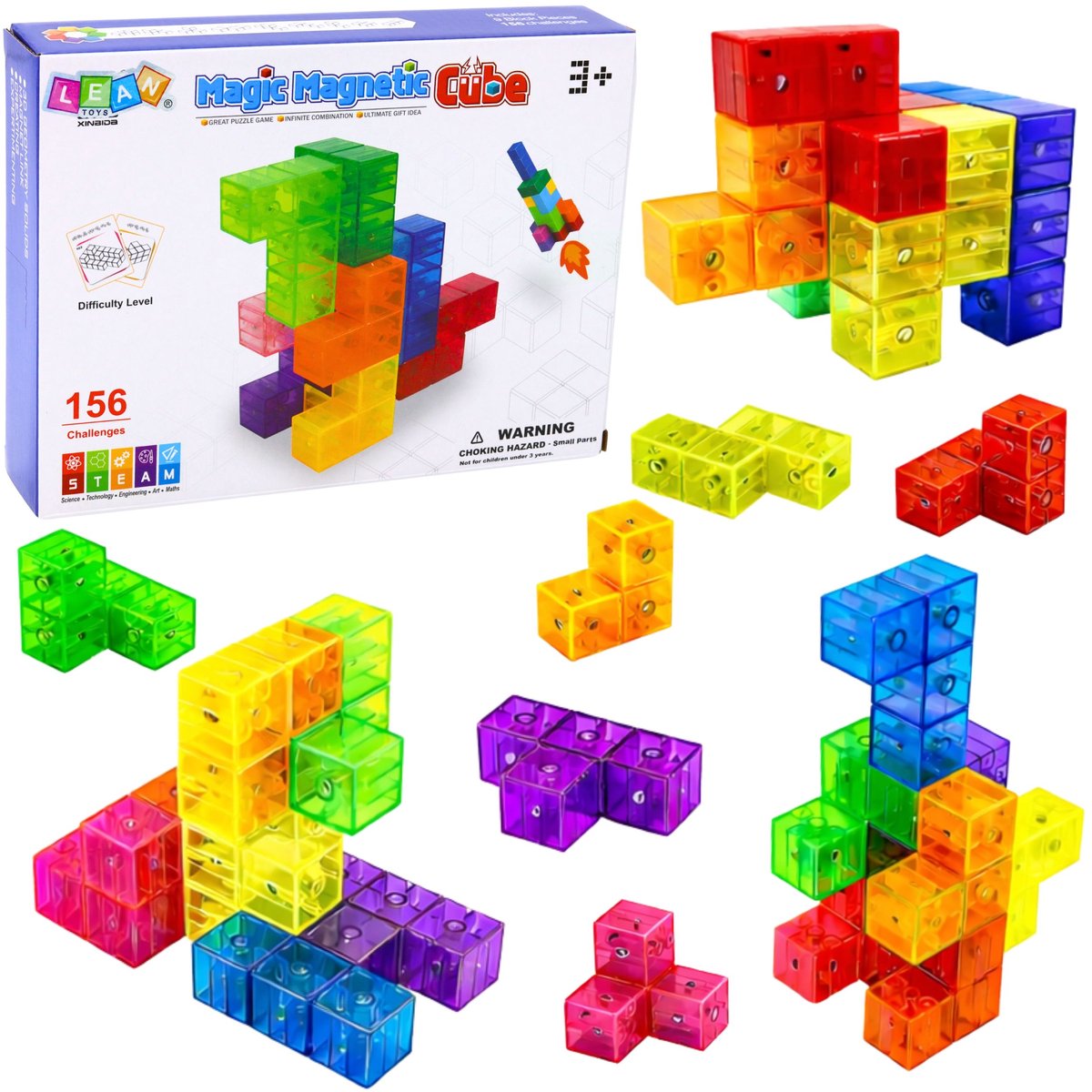 Magnetische blokken Magische kubuspuzzel 156 uitdagingskaarten 9 stuks.