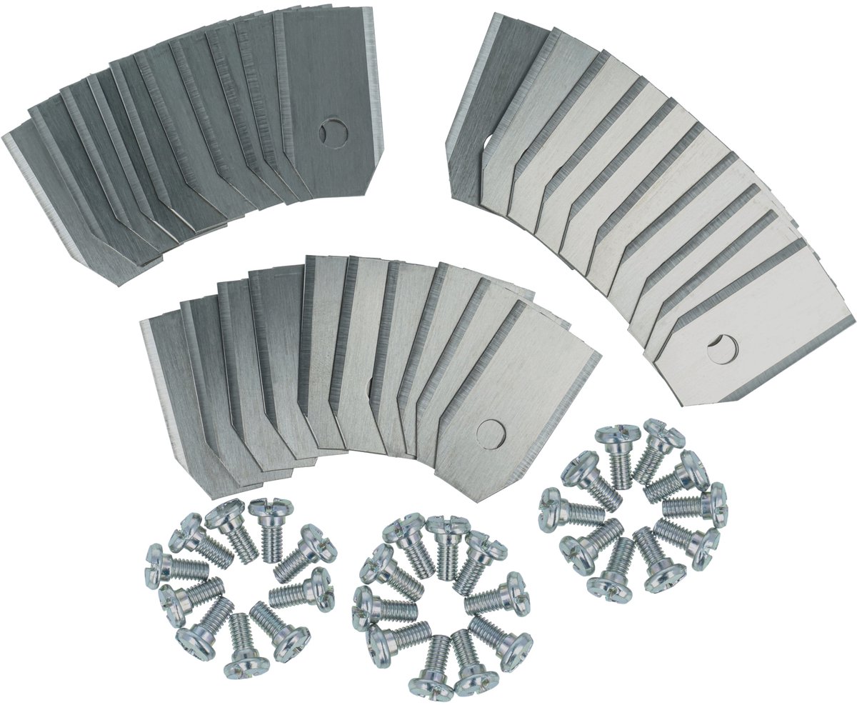 vhbw 30x reservemessen, compatibel met Gardena R165Li, R130LIC, R180, R160Li, R40Li, R50Li, R38Li, R45Li, R70Li grasmaaiers – vervangingsmes zilver, staal