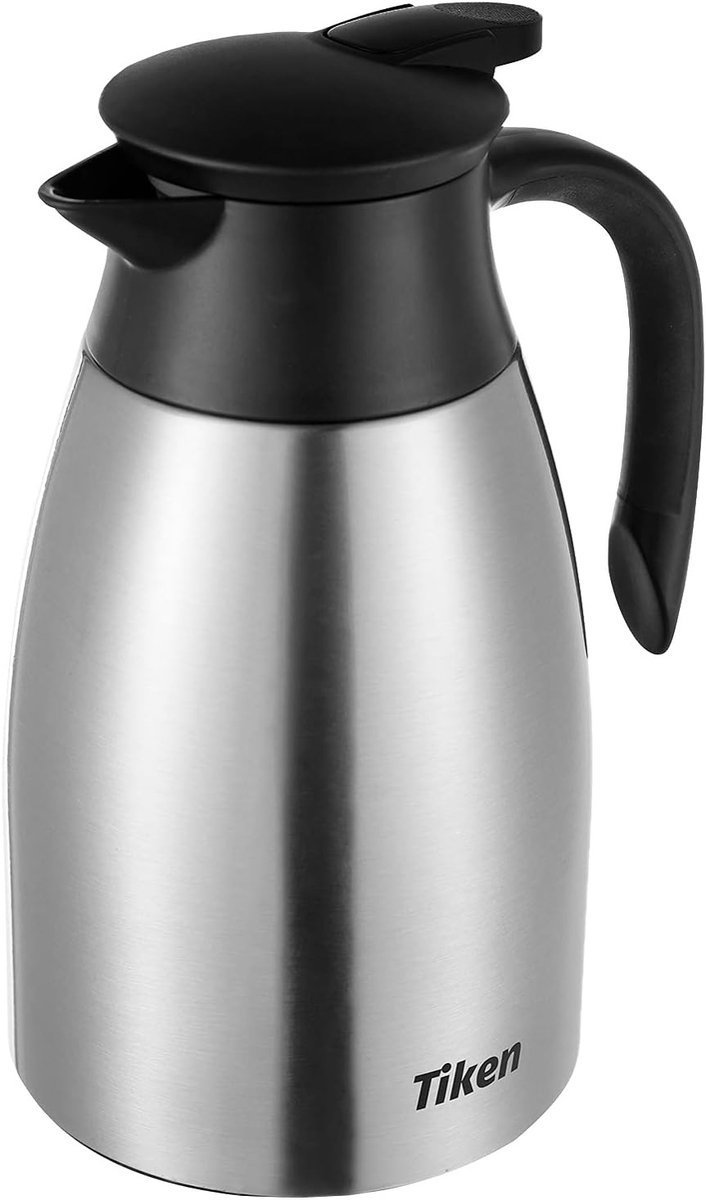 Tiken 1.5L Roestvrijstalen Thermoskan Geïsoleerde Vacuüm Koffiekan voor Warme en Koude Dranken