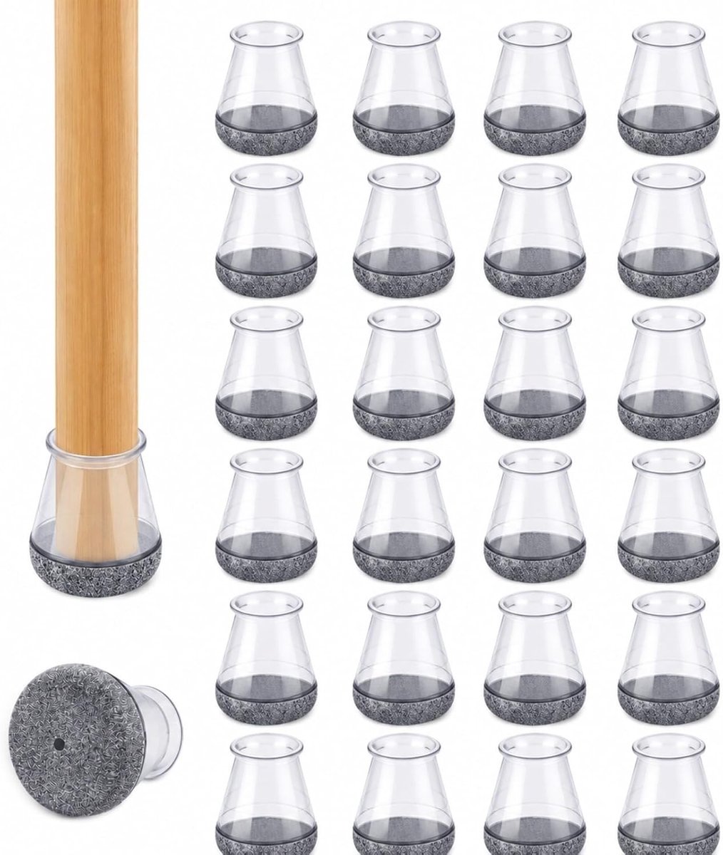 Ronde Stoelpootdoppen - 14-20 mm - TPE met Vilt - Voor Meubels en Vloerbescherming