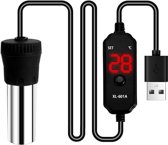 Aquariumverwarming - 10 W/15 W - 5 V - 2 A - USB - dompelverwarming voor aquaria - 17 °C - 34 °C verstelbaar - met digitaal led-display voor 3-5 liter tankvissen en schildpadden -