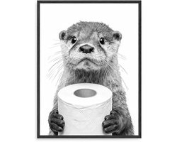 Wanddecoratie met Otter en Toilettenpapier 30x40 cm