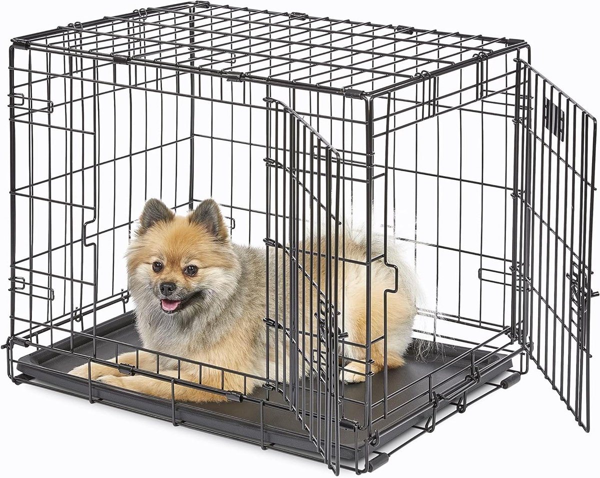 Hondenbox met Dubbele Deur - Honden Bench - Veilige Hondentraining - Gepatenteerde Veiligheidsfuncties - 61 cm Lang - Zwart