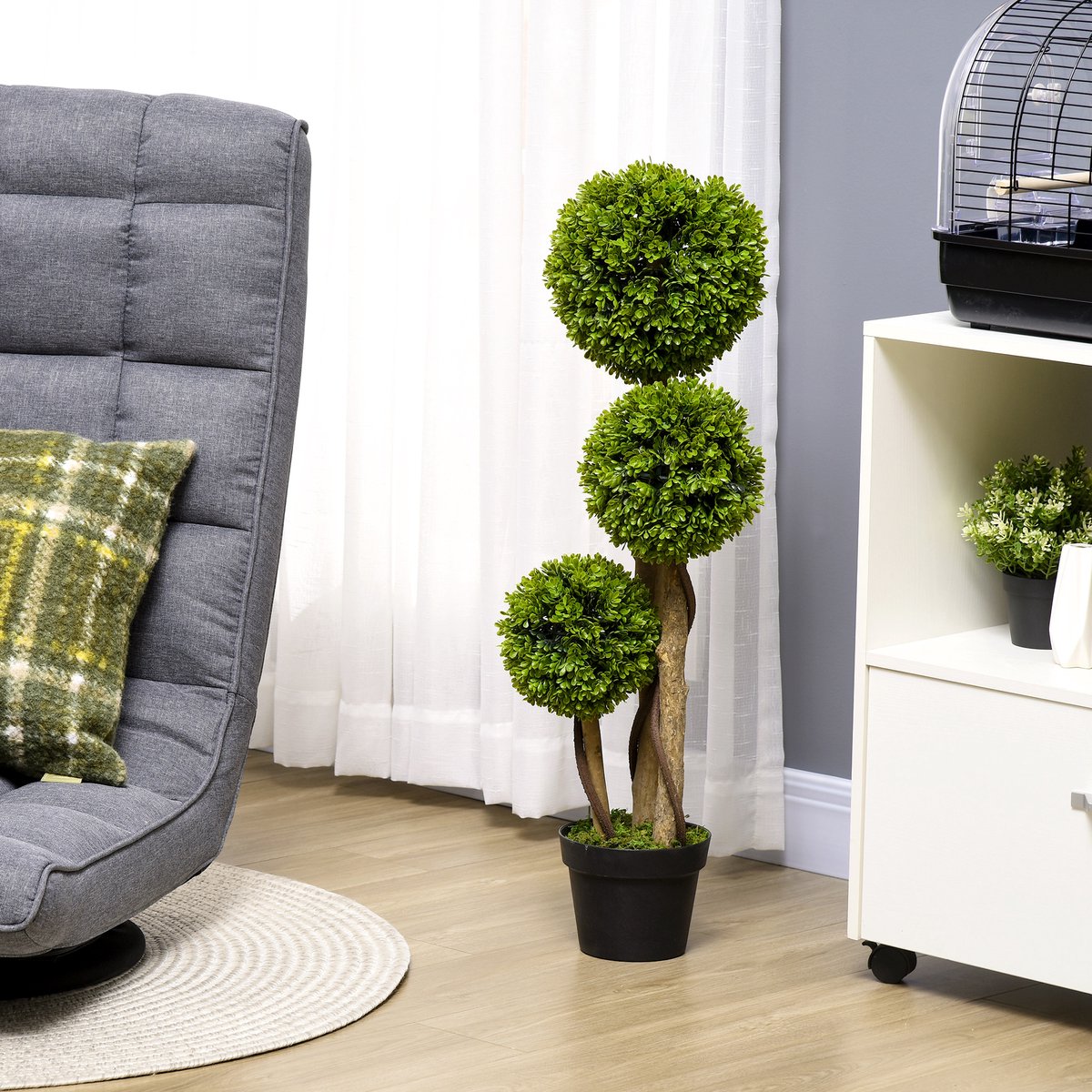 COVREO Kunstplant Buxus 90 cm groen plastic, met pot en UV-bescherming