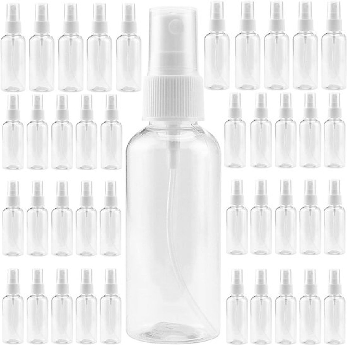 40-pack heldere spuitflessen 100 ml met fijne nevel - Reisformaat, navulbaar - Toner, essentieel water.
