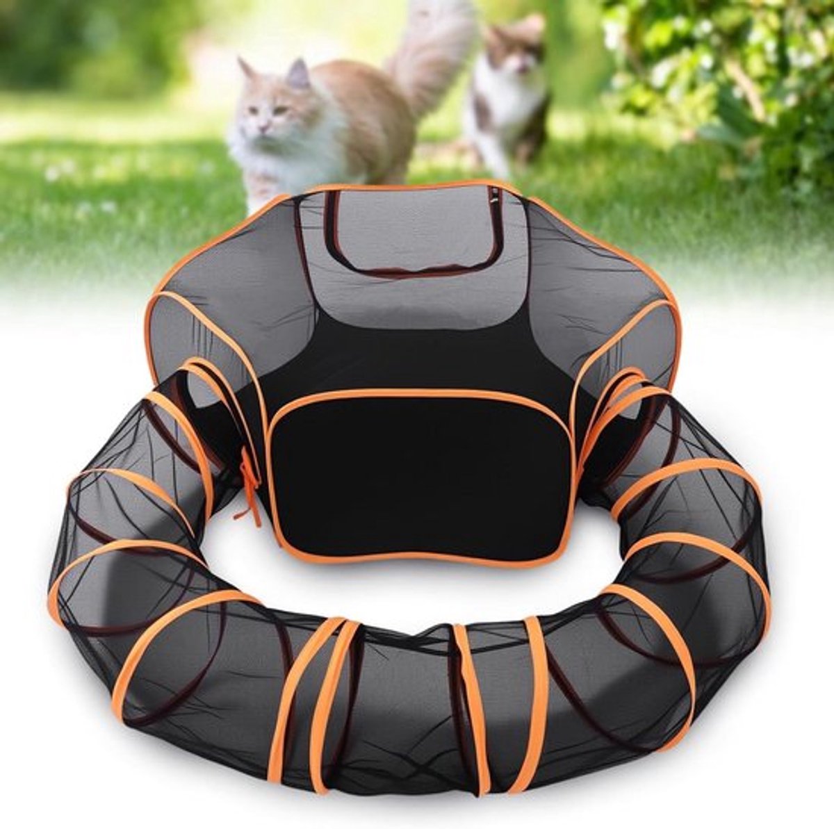 Opvouwbare Kattenbench Geschikt voor Binnen en Buiten - Draagbaar Kattententje - Ademend Kattenverblijf voor Reizen - Grijs - Gemakkelijk te Monteren - Lichtgewicht - Geschikt voor Katten en Kleine Honden