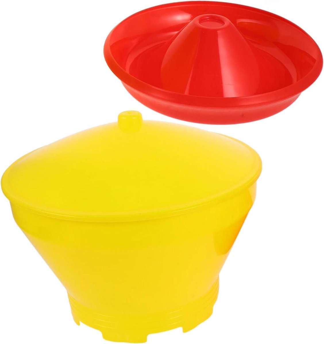 Kippen Voederbak - Pluimvee Feeder - Voedsel Verstrekken - Automatische Dosering - 29 x 29 x 24 cm - Geel