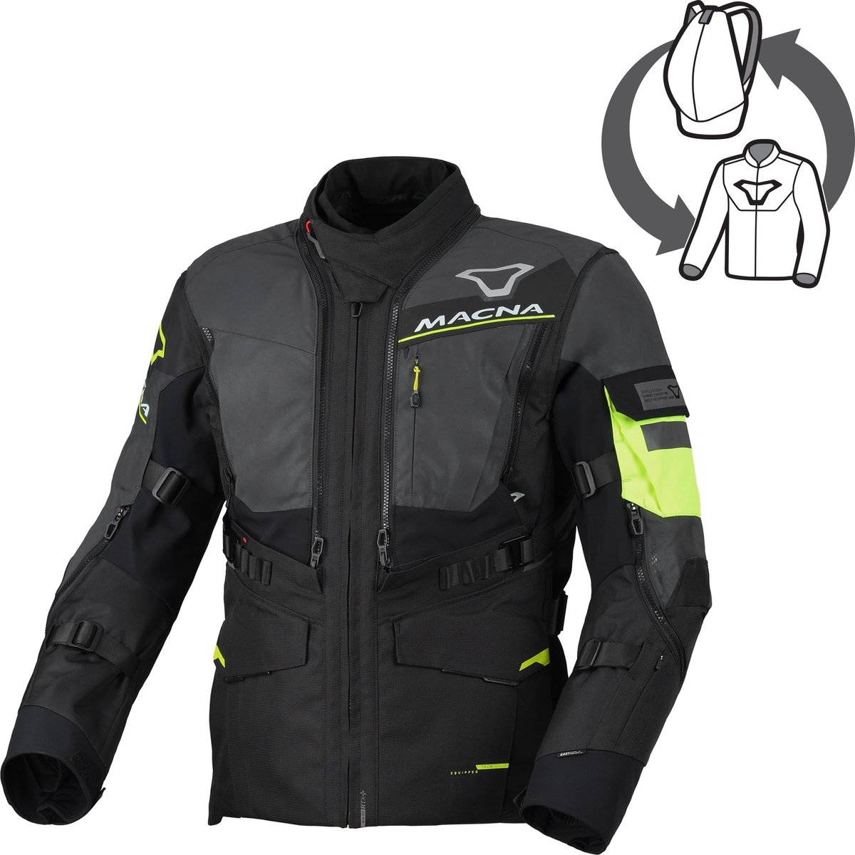 Macna Flexodus NightEye waterdichte motorfiets textieljas -