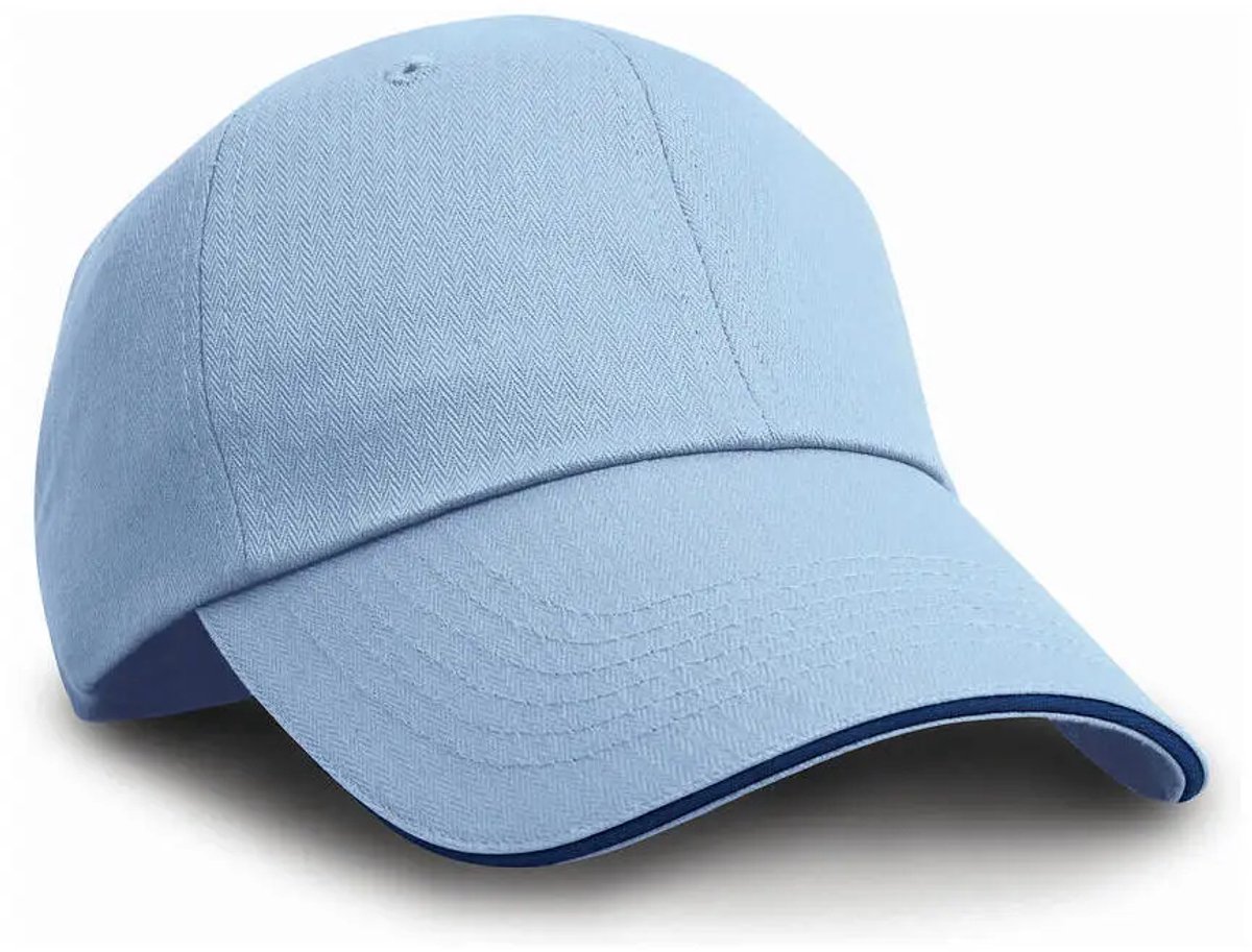 Result Herringbone Cap With Sandwich Peak RH38 - Sky/Navy - One size