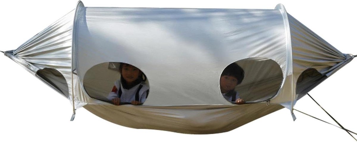 Dubbele Camping Hangmat - Ruimtevaartuig Tent - Ontspannen Buiten - Anti-Muggennet - 270 x 140 cm - Zilver