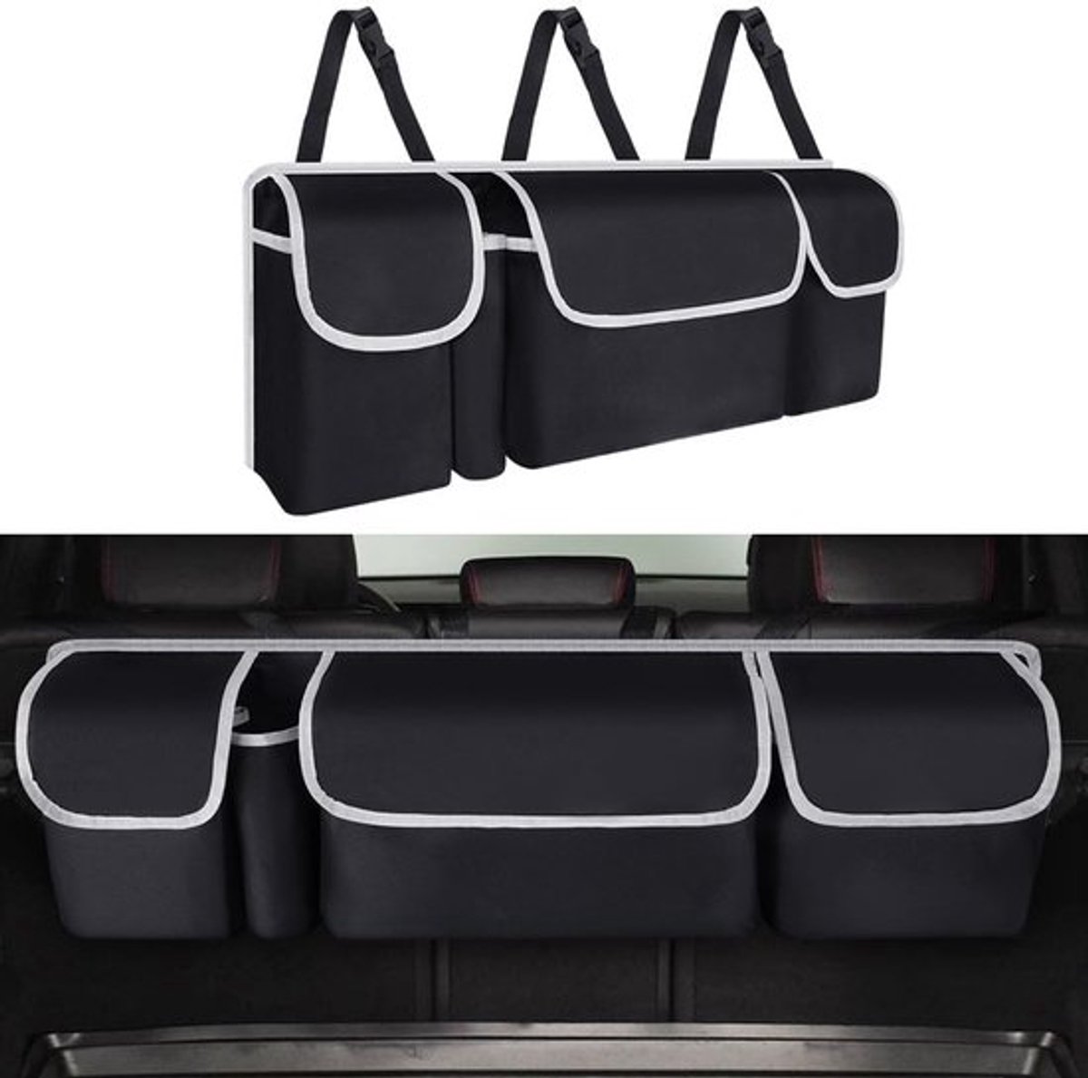 Kofferbakopslag opvouwbaar - Waterdichte Organizer - 4 Vakken - Geschikt voor SUV/Vrachtwagen - 60 Liter Inhoud - 90 cm x 25 cm x 12 cm - Kofferbaktas