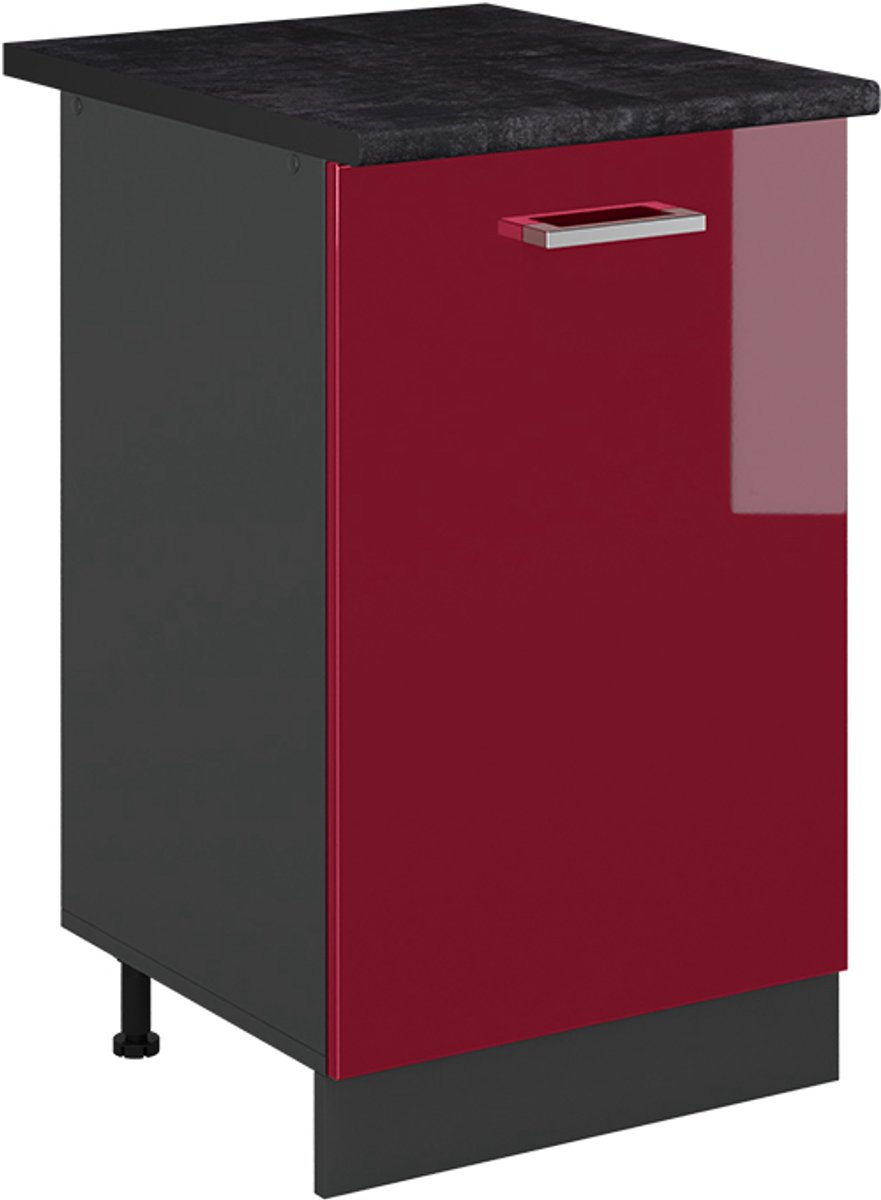 Vicco Keukenonderkast R-Line, Rode hoogglans/Antraciet, 50 cm antraciet werkblad
