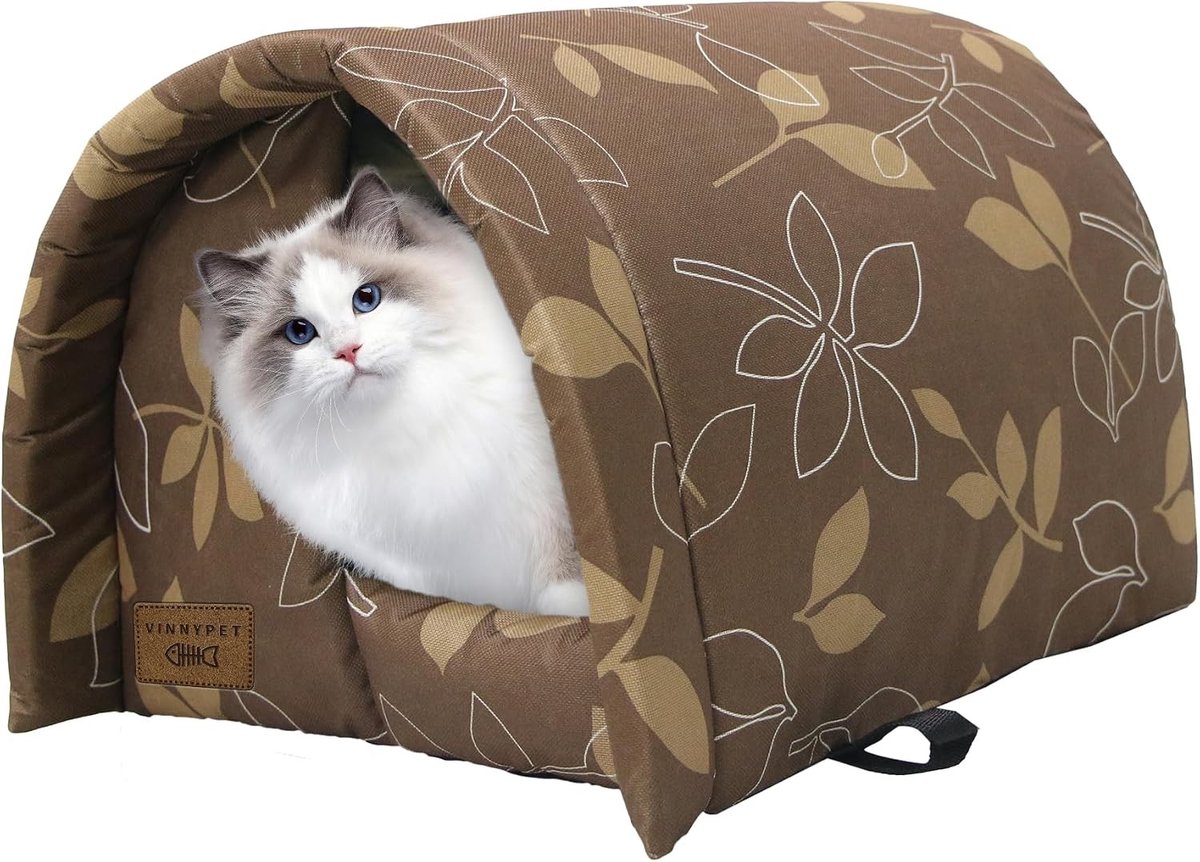 Kattenstoel - Waterdicht Kattenhuis - 42 x 31 x 28 cm - Opvouwbaar met Pluche Kussen - Voor Buiten