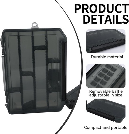 Set van 2 Waterdichte Visdozen met Verstelbare Compartimenten voor Visspullen en Accessoires, Ideaal voor Hengelsport en Outdoor Activiteiten — afbeelding 2