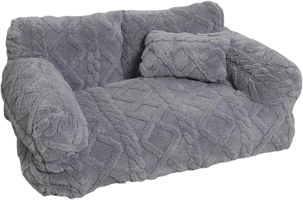 Hondensofa - Huisdierbank Kattenbed - Comfortabel Rusten - Antislip Stabiele Basis - 55 x 40 x 23 cm - Lichtgrijs