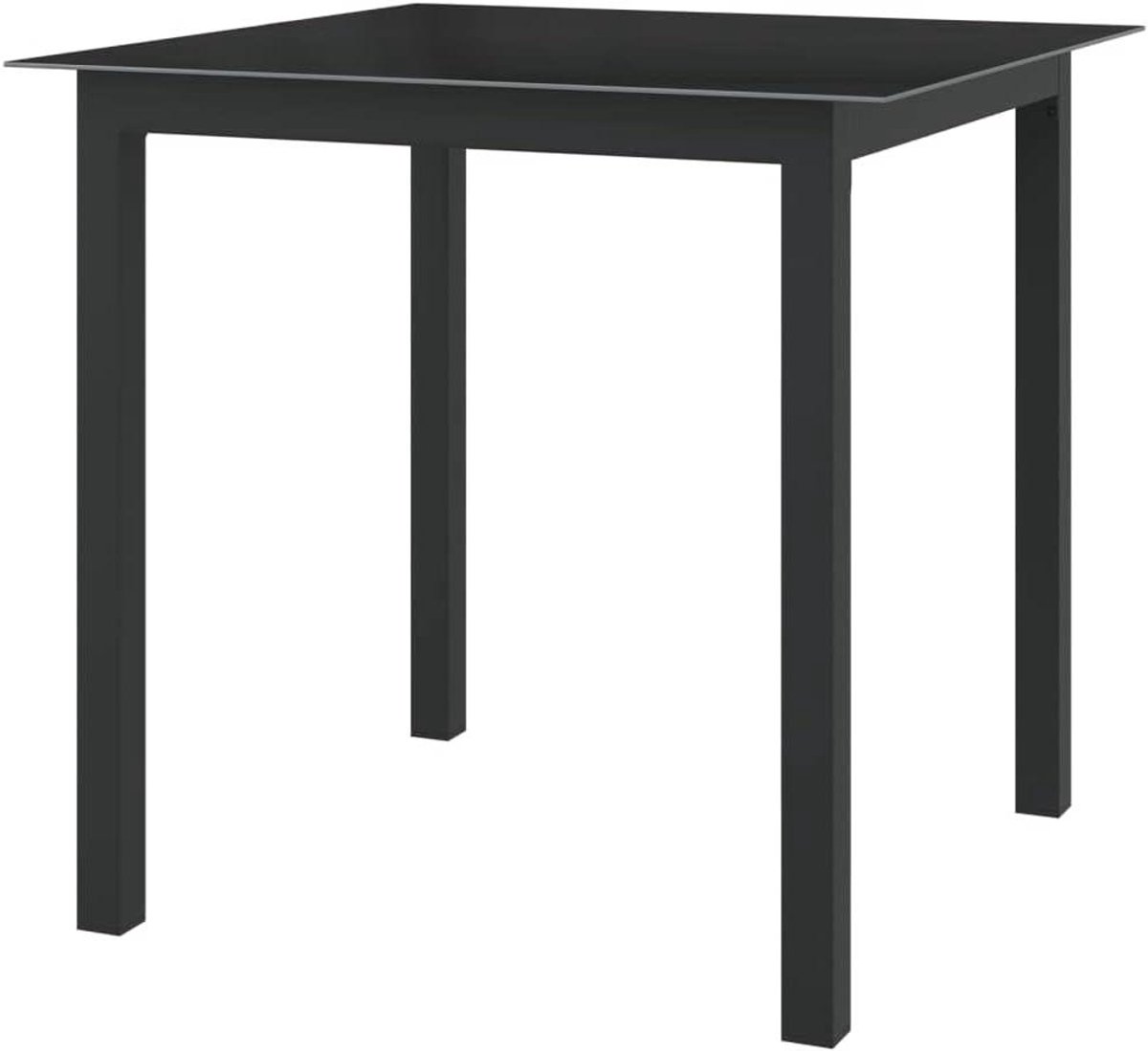 Vierkante tuintafel - Balkontafel Terrastafel - Buiten dineren - Aluminium frame - 80 cm breed - Zwart