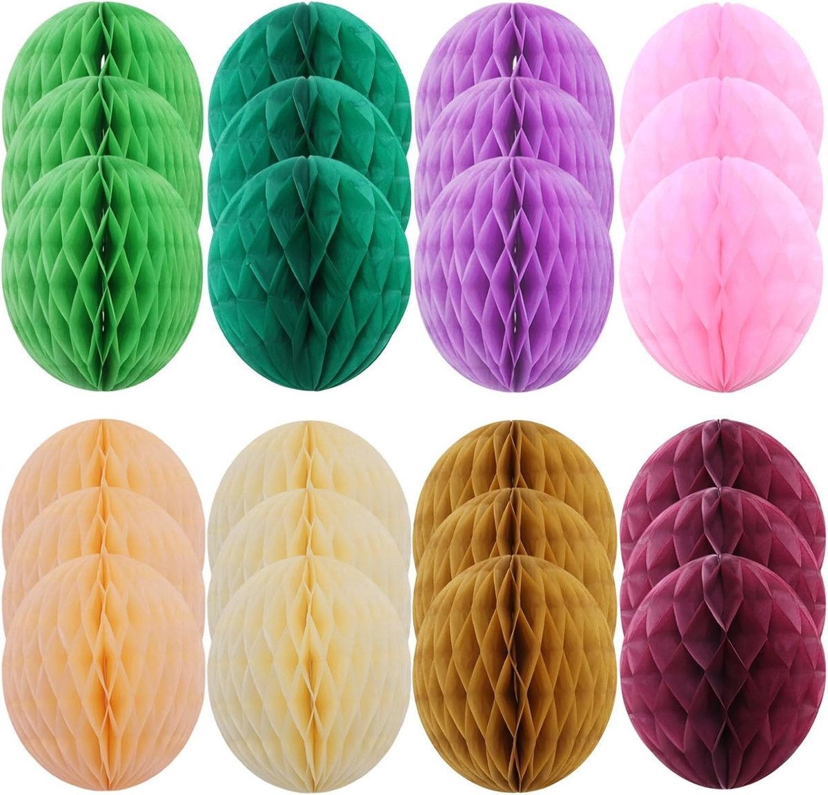 Decoratieset van 24 Stuks Papieren Honingraatballen - 5 cm - Kleurrijke Versiering voor Feestjes, Verjaardagen en Bruiloften - Hangdecoratie voor Binnen en Buiten
