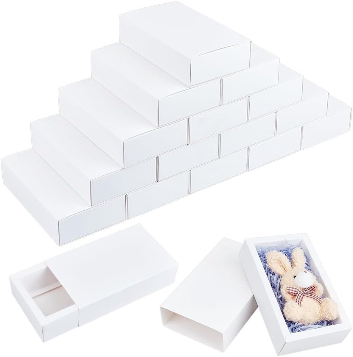 40 Stuks Kraft Papier Lade Boxen, 17.2x10.3x4.5cm Witte Rechthoekige Verpakking voor Handgemaakte Zeep en Cosmetische Monsters, Ideaal voor Cadeaus en Feestjes