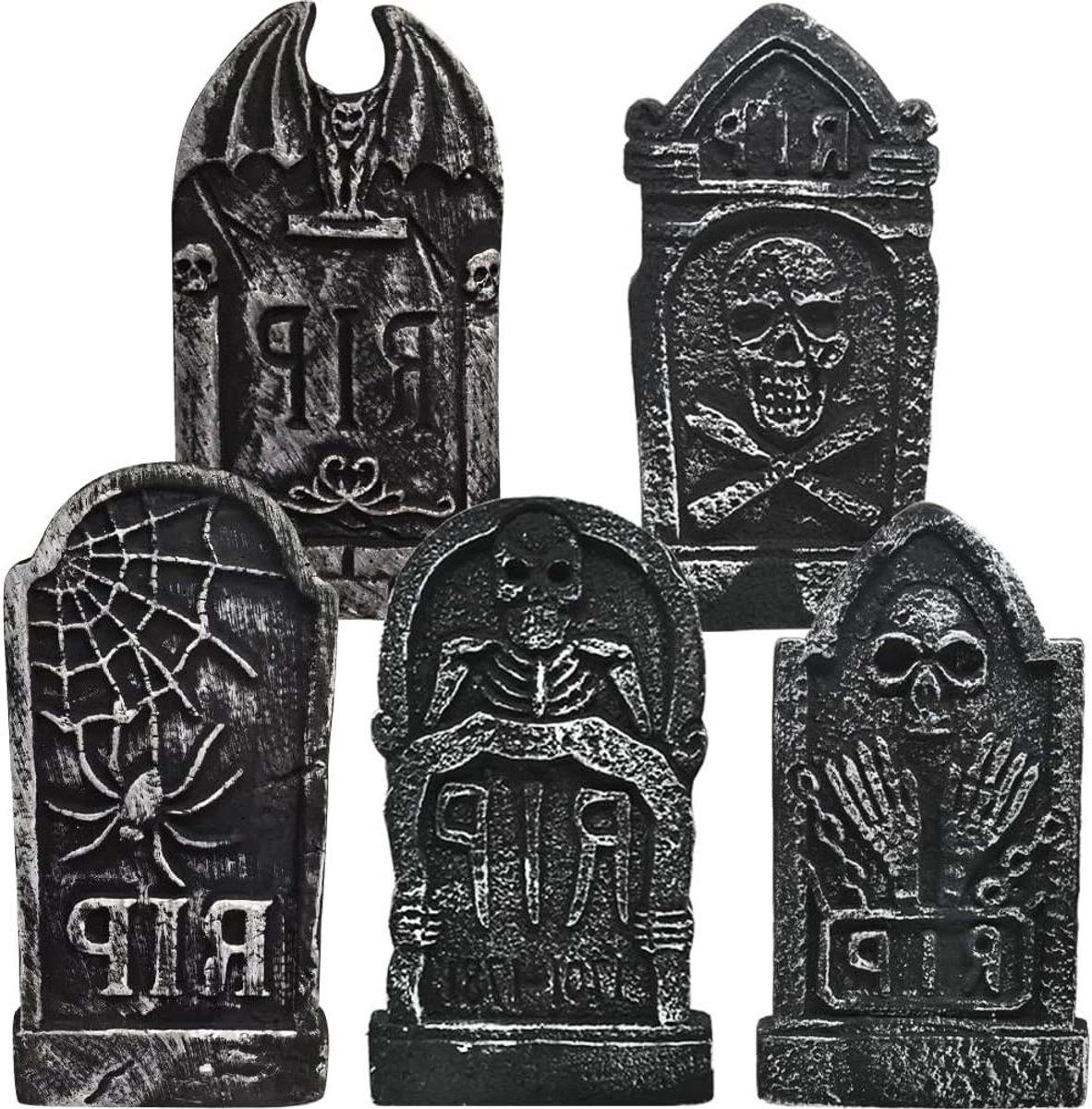 Schuim Grafstenen - Halloween Decoratie - Tuin Aankleden - Herbruikbaar Waterdicht - 5 Stuks 17 Inch - Zwart